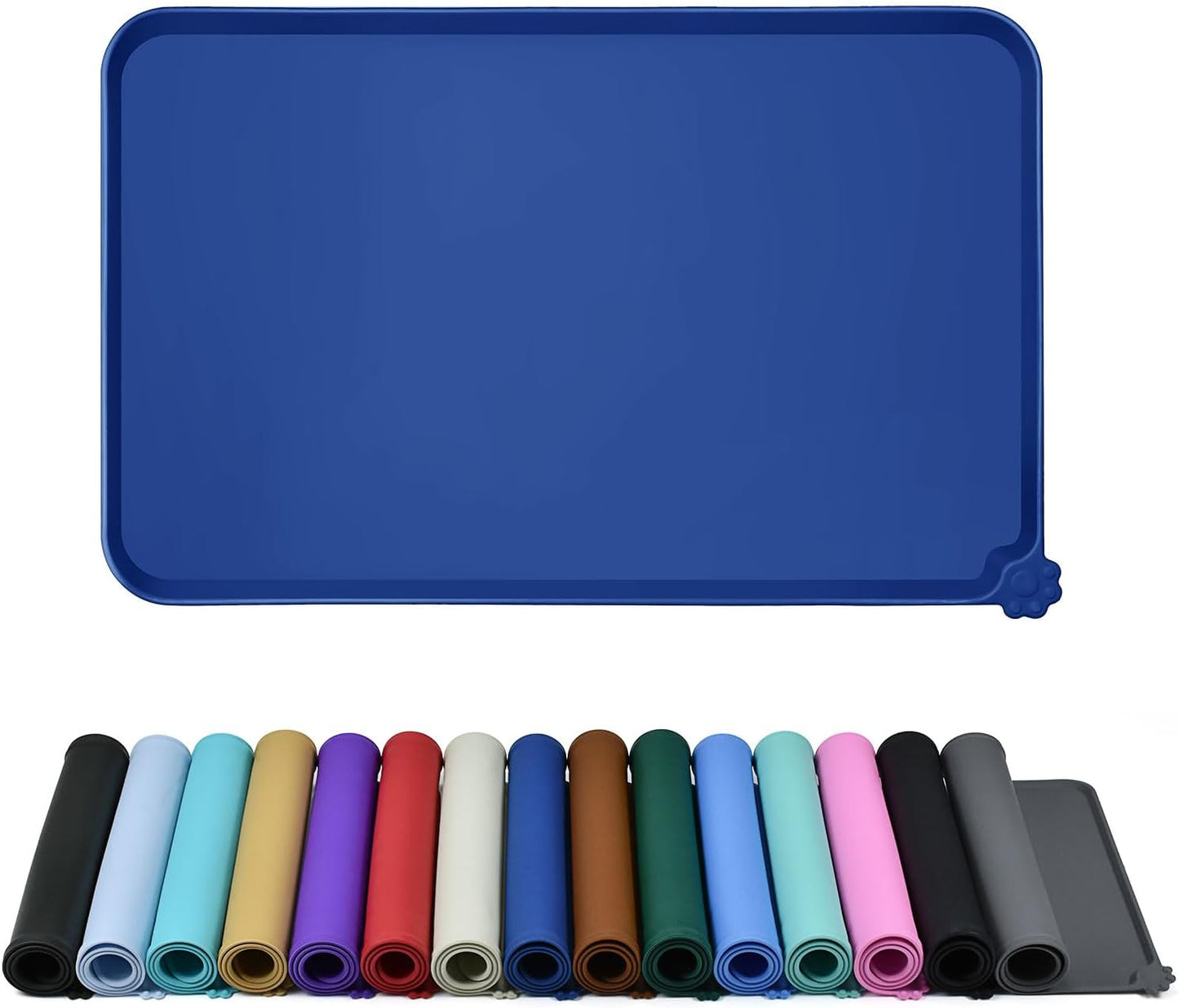 Waterproof Pet Feeding Mat with High Raised Edges, Heavier and Thicker Placemats for Cat Dog Water Bowl with BPA Free, Dogs Cats Food Mats for Messy Drinkers to Prevent Spill and Protect Floors