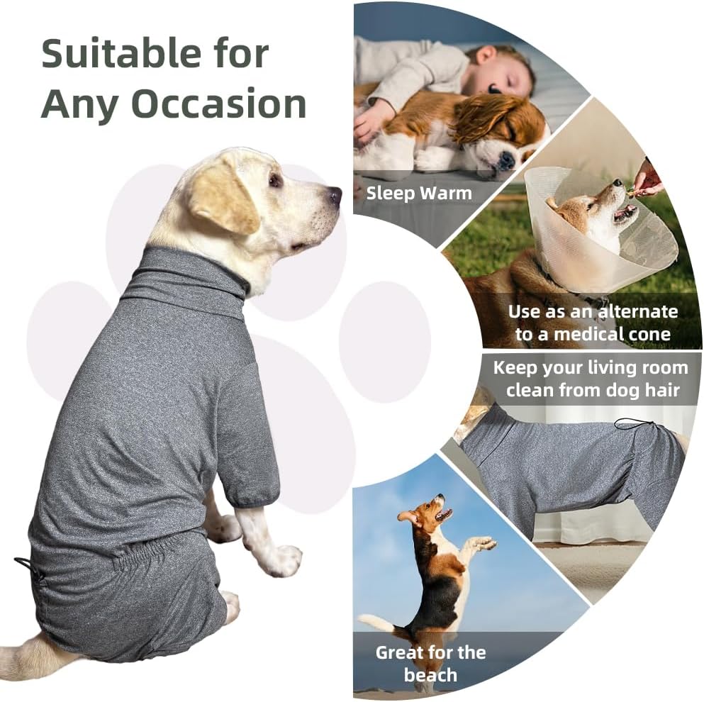 Dog Pyjamas PJS Sweater Clothes and Home Clothing Suitable for Medium to Large Breeds of Dogs, Dog Neutering Suits, Extra-Large Stretch Fabric, Four-Legged Clothes(Thin Forid Gray, 5XL)