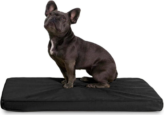 K9 Ballistics Tough Ripstop Orthopedic Dog Crate Bed - Durable Pad with Washable Cover, for Wire Crates, Tie-Downs Included, Size: Small 29"x18", Obsidian Black