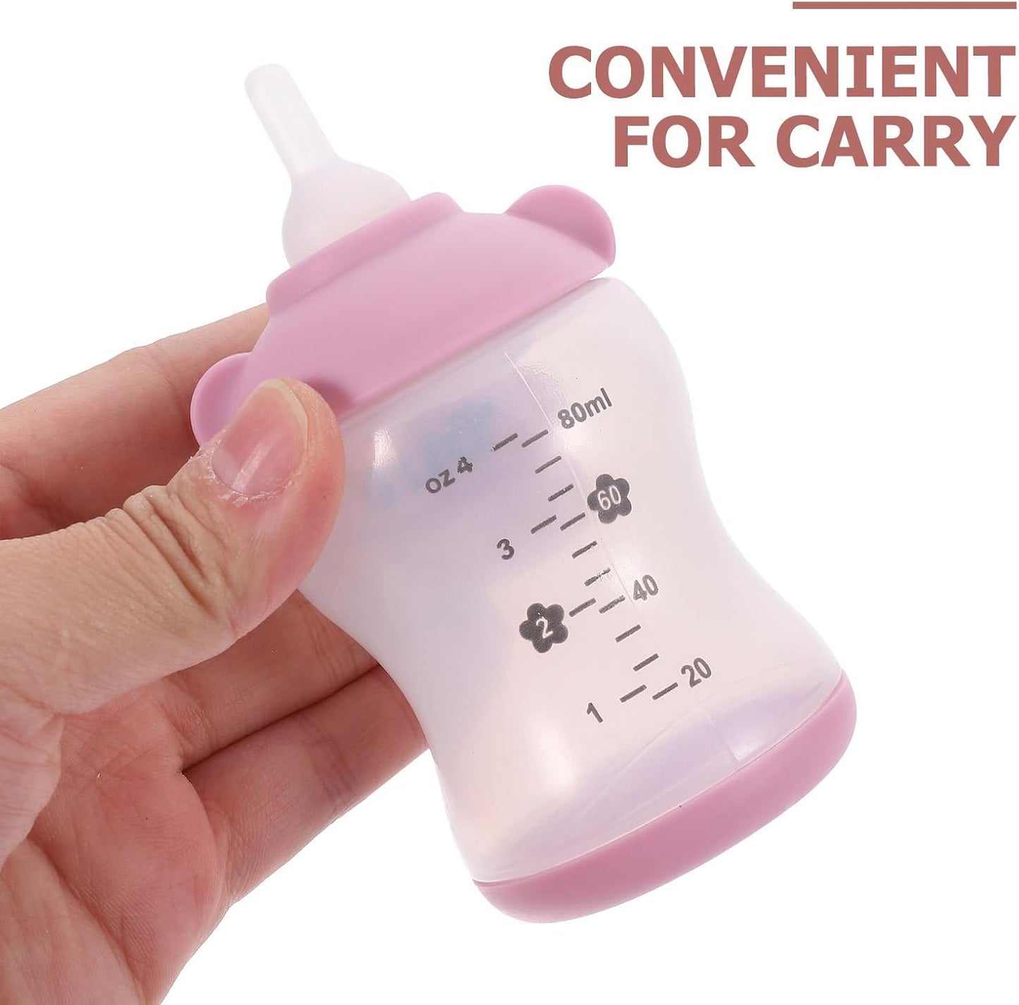 Small Pet Nursing Bottle Kit, 80ml Pink Kitten and Puppy Feeding Bottle with Accurate Scale, Reusable PP and Silicone Nursing Bottle for Newborn Kittens Puppies Rabbits Small Animals