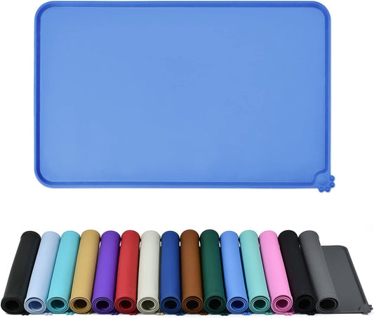 Waterproof Pet Feeding Mat with High Raised Edges, Heavier and Thicker Placemats for Cat Dog Water Bowl with BPA Free, Dogs Cats Food Mats for Messy Drinkers to Prevent Spill and Protect Floors