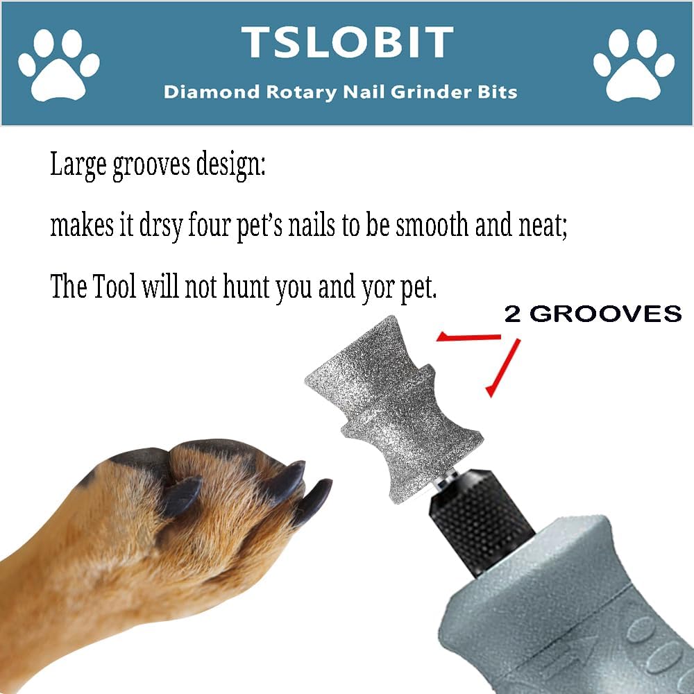 Diamond Dog Nail Grinder Attachment,1/8'' Pet Nail Grinder Wheel for Dremel Dog Nail Grinder, Diamond Rotory Bit for Dogs&Pets Nail Care,2-Pack(Large D+V