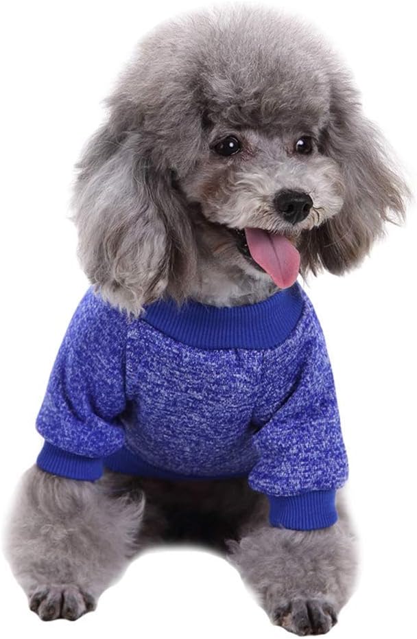 Jecikelon Dog Clothes Dogs Sweater Soft Puppies Clothing Winter Puppy Sweaters Warm Outfit for Dogs Small XXS XS Cat Apparel (Dark Blue, S)