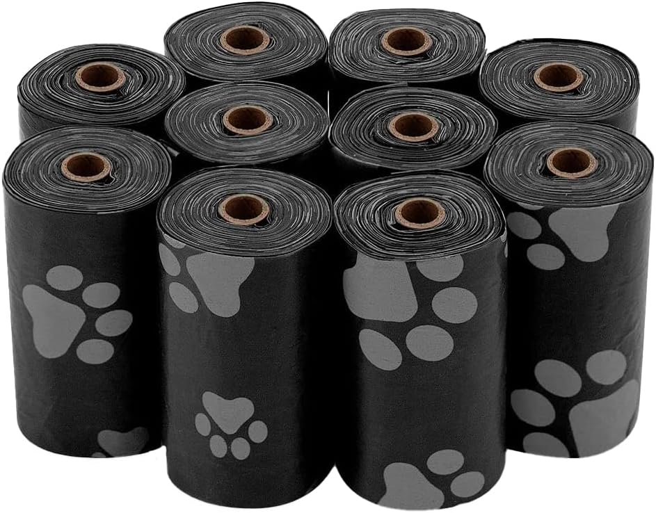 Best Pet Supplies Dog Poop Bags (240 Bags) for Waste Refuse Cleanup, Doggy Roll Replacements for Outdoor Puppy Walking and Travel, Leak Proof and Tear Resistant, Thick Plastic - Black