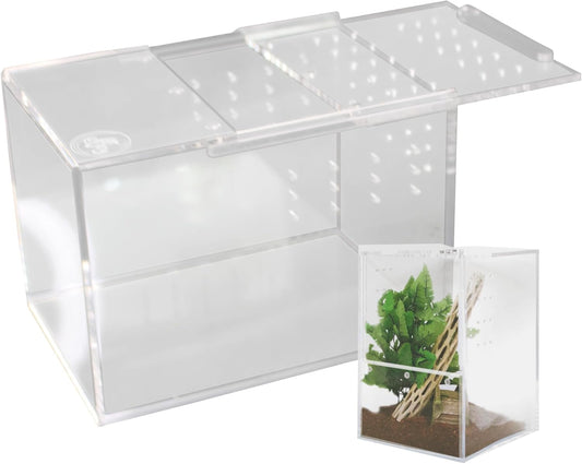 Jumping Spider Enclosure 5"x5"x7" or Tarantula Enclosure - Reptile Terrarium w/Sliding Magnetic Door - Great Reptile Tank & - Acrylic Aquarium Spider Box for Terrestrial or Arboreal Animals