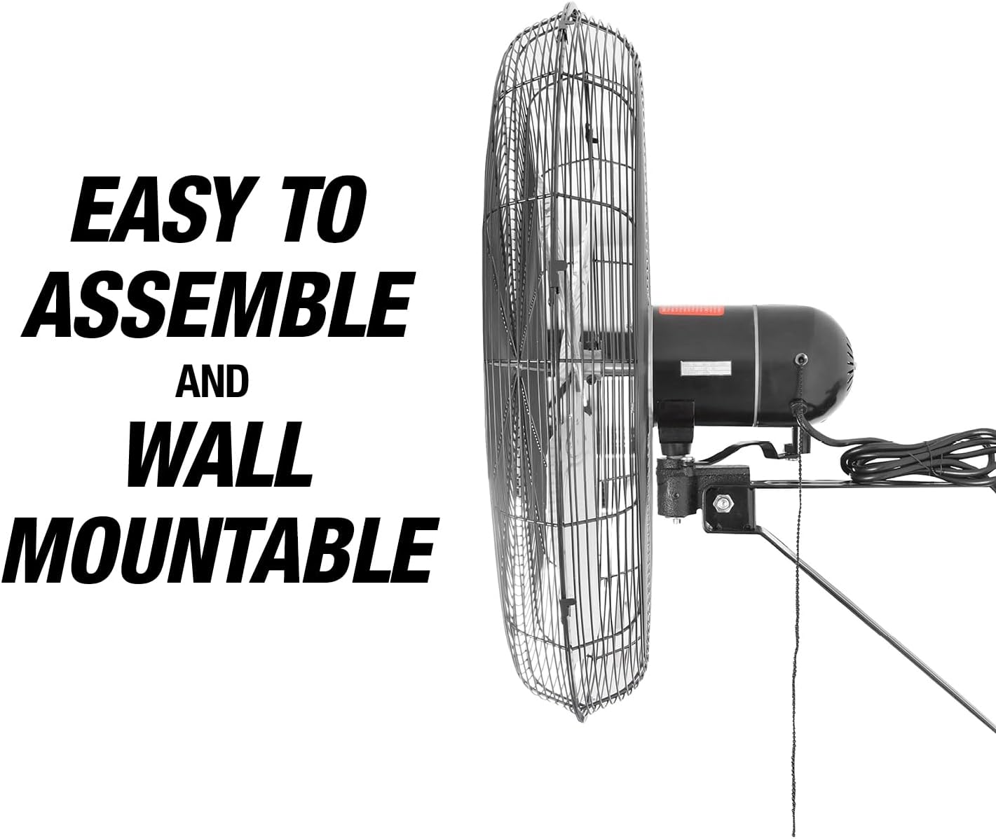 OEMTOOLS 24-Inch Wall Mount Fan, 90° Oscillating Fan 6500 CFM Max, 3 Speed Motor, Use in Garage, Gym, Warehouse, Factory and Jobsite