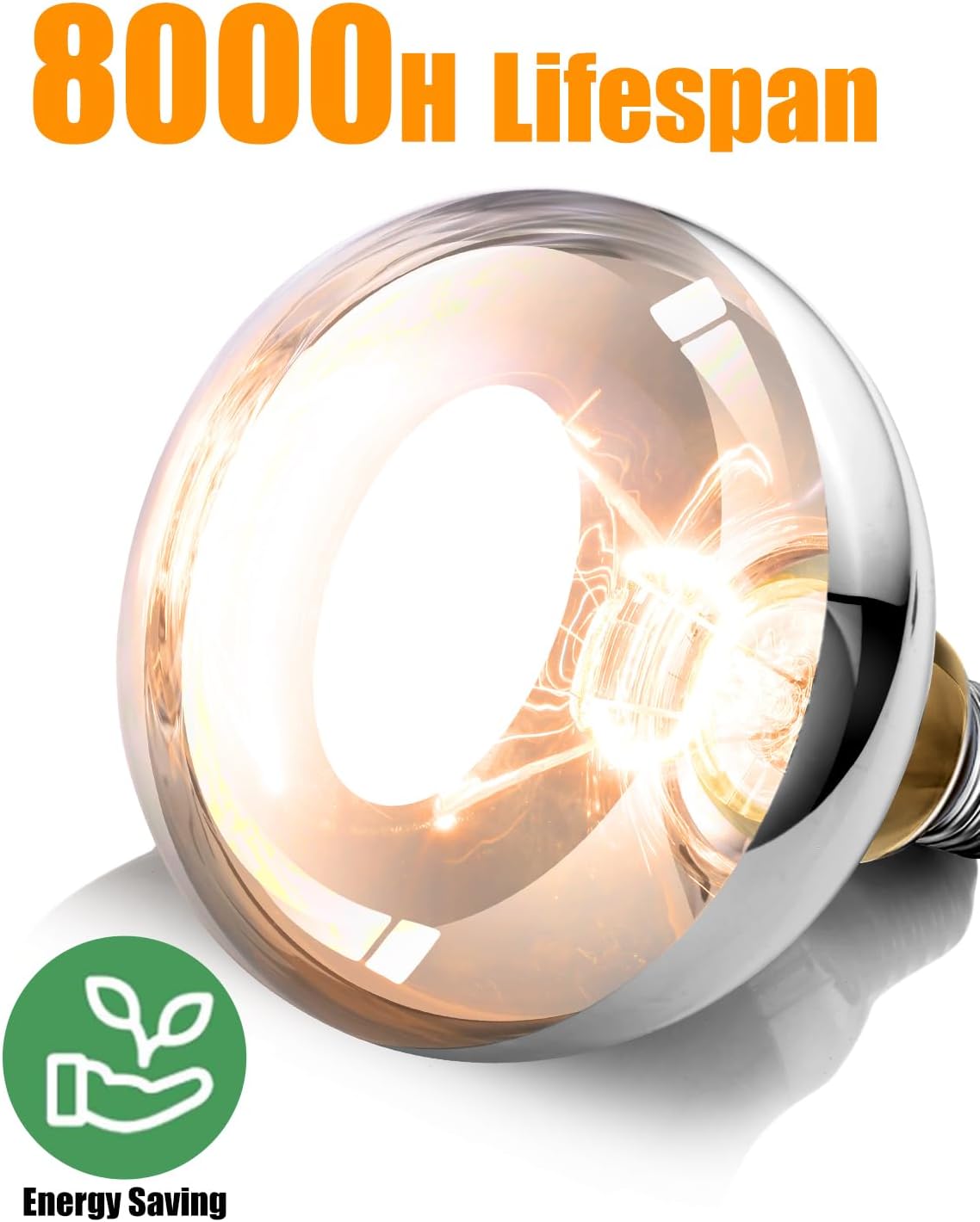 250W Heat Lamp Bulbs, 8000 Hours Rated, R40 Bathroom Shower Incandescent Light Bulb, Infrared Heating for Chickens, Reptiles, Pets, Food, E26 Base, 2 Pack