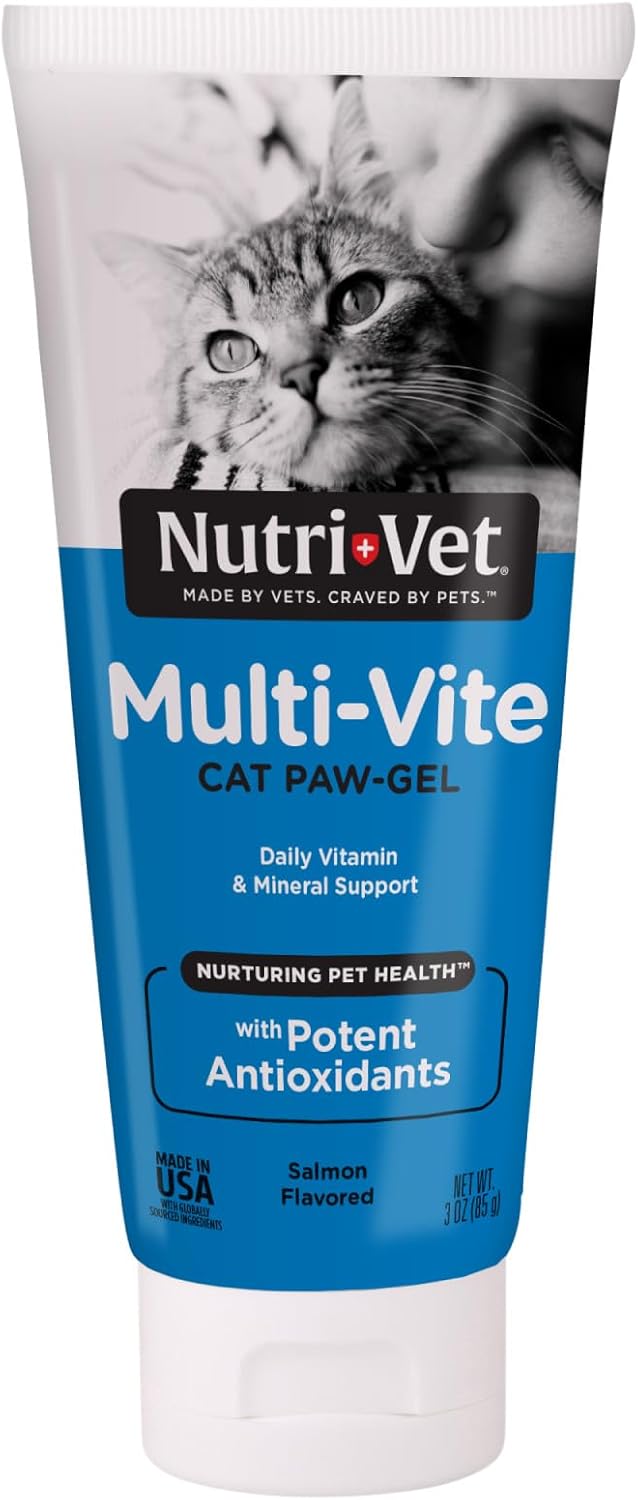 Nutri-Vet Multi-Vite Paw Gel for Cats, Daily Vitamin, Kitten Supplies, Immune Support, Cat Vitamin, Potent Antioxidants, Senior Feline Supplements, 3 oz