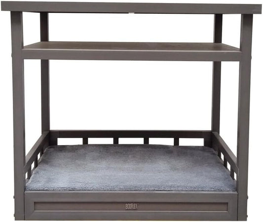 New Age Pet ECOFLEX Dog Bed Nightstand with Memory Foam Cushion - Durable, Non-Toxic Wood Plastic Composite, Easy Clean Removable Cover, Multi-Purpose Space Saver for Small Spaces, Espresso Black