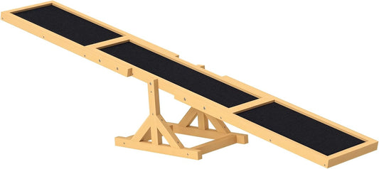 PawHut Wooden Dog Agility Seesaw for Training and Exercise, Platform Equipment Run Game Toy, Weather Resistant Pet Supplies, 71" L x 12" W x 12" H, Yellow
