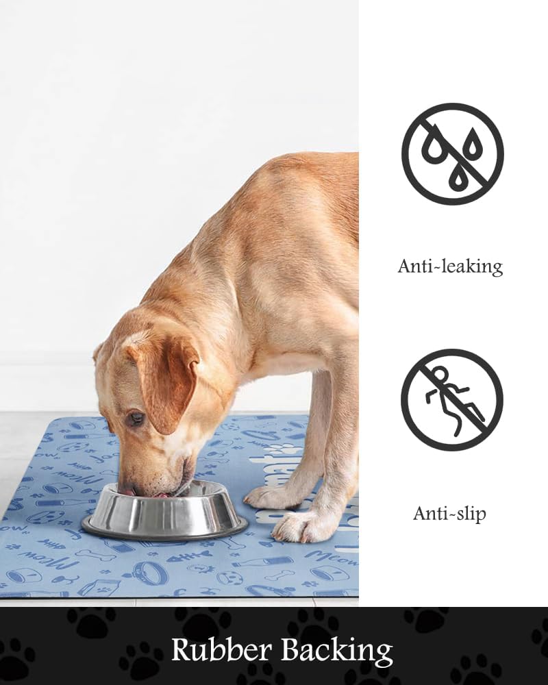 Pet Feeding Mat-Absorbent Dog Mat for Food and Water Bowl-No Stains Quick Dry Water Dispenser Mat-Dog Accessories Pet Supplies-Bowl for Messy Drinkers（PAW,12"x19"