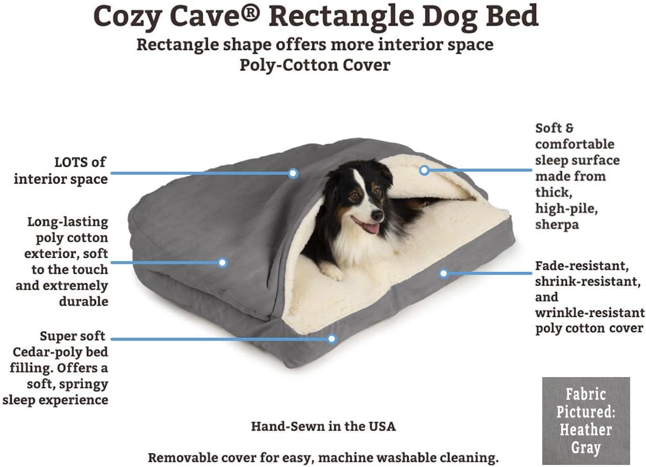 Snoozer Pet Products Rectangle Cozy Cave Dog Bed, Extra Large, Khaki