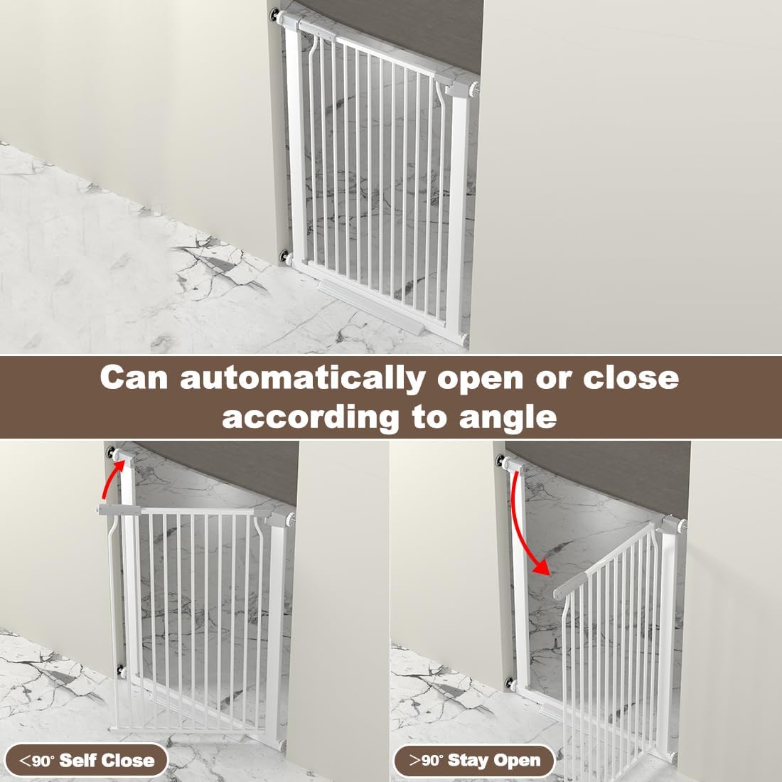 41" Extra Tall and Wide Baby Gate, 65.8-68.5'' Wide Pet Cat Gate for Doorway, Extra Wide Pressure Mounted Child Door with Expansion Kit, Metal Safe Gate, Tall Dog Gate, White