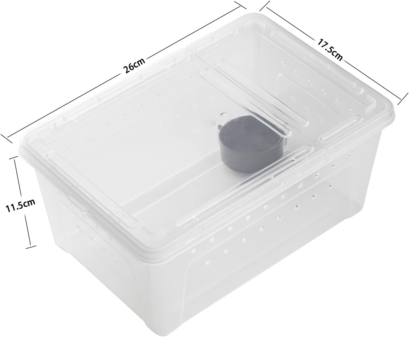 OMEM Portable Reptile Terrarium Habitat for Mini Pet Houses Breathable Holes Stackable Container (M)