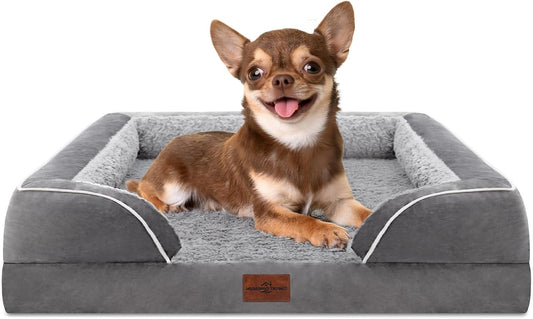 Comfort Expression Small Dog Beds Waterproof Orthopedic Foam Dog Sofa Beds for Small Dogs Comfy Pet Bed with Washable Removable Cover & Non-Slip Bottom(X-Small,Grey)