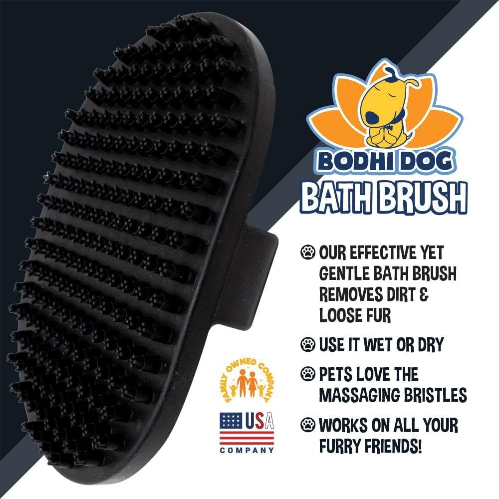 Bodhi Dog Shampoo Brush - Pet Grooming & Bath Supplies for Dogs and Cats - Bath Brush for Long & Short Hair - Premium Scrubber for Shower, Bathing & Massage (One Pack, Black)