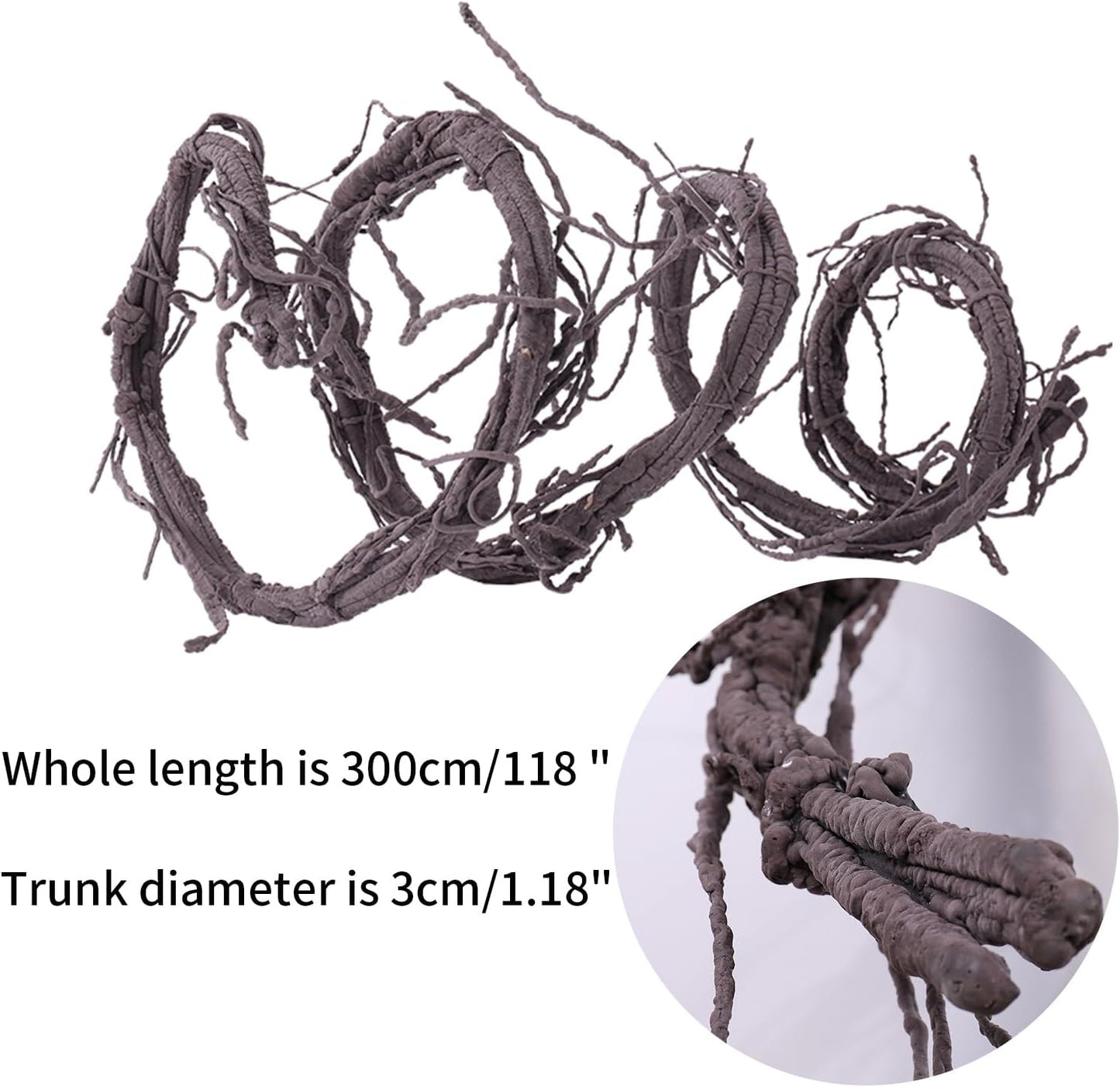118" Flexible Large Artificial Fake Reptile Plants Tree Branches Twigs Cherry Blossom Liana Wall Hanging Wreath Trunk Stick Vines Garland Wedding Garden X'Mas Halloween Jungle Decoration