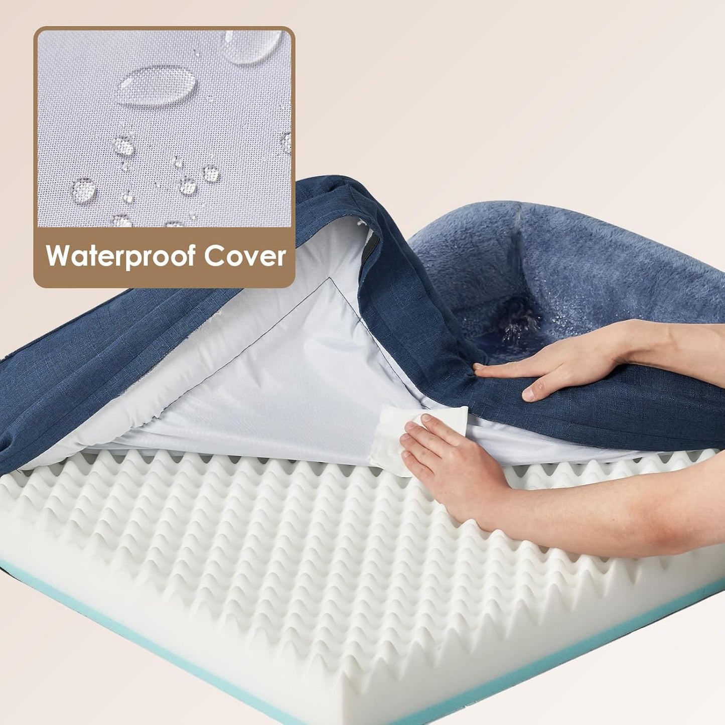 EHEYCIGA Memory Foam Dog Bed for Large Sized, Orthopedic Dog Sofa with Sides and Waterproof Liner, Washable Bolster Pet Couch with Removable Cover, 36x27x7 Inch, Navy