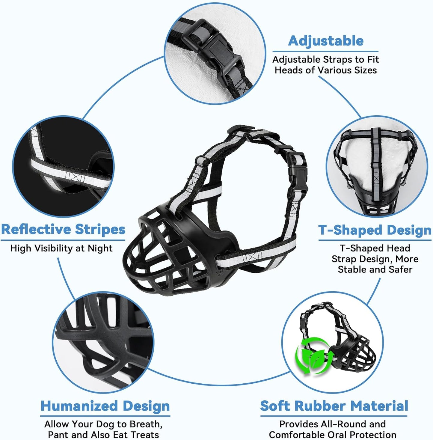 Dog Muzzle for Large Dogs, Breathable Basket Muzzles for Small, Medium and X-Large Aggressive Dog, Allows Panting Drinking, Suitable for Grooming Trimming Training (3, Blacks)