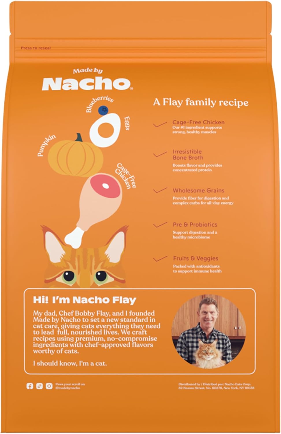 Made by Nacho Dry Cat Kibble 11lb Bag, High Protein and Grain-Friendly Premium Cat Food, Cage-Free Chicken & Pumpkin Recipe, Infused with Bone Broth for Hydration, Limited Ingredients, Single Bag