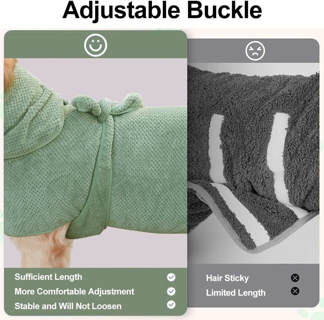 Microfiber Dog Bathrobe Towel Super Absorbent Dog Quick Dry Bathrobe for Puppies, Suitable for Medium and Large Dogs (Green Jacquard, XL)