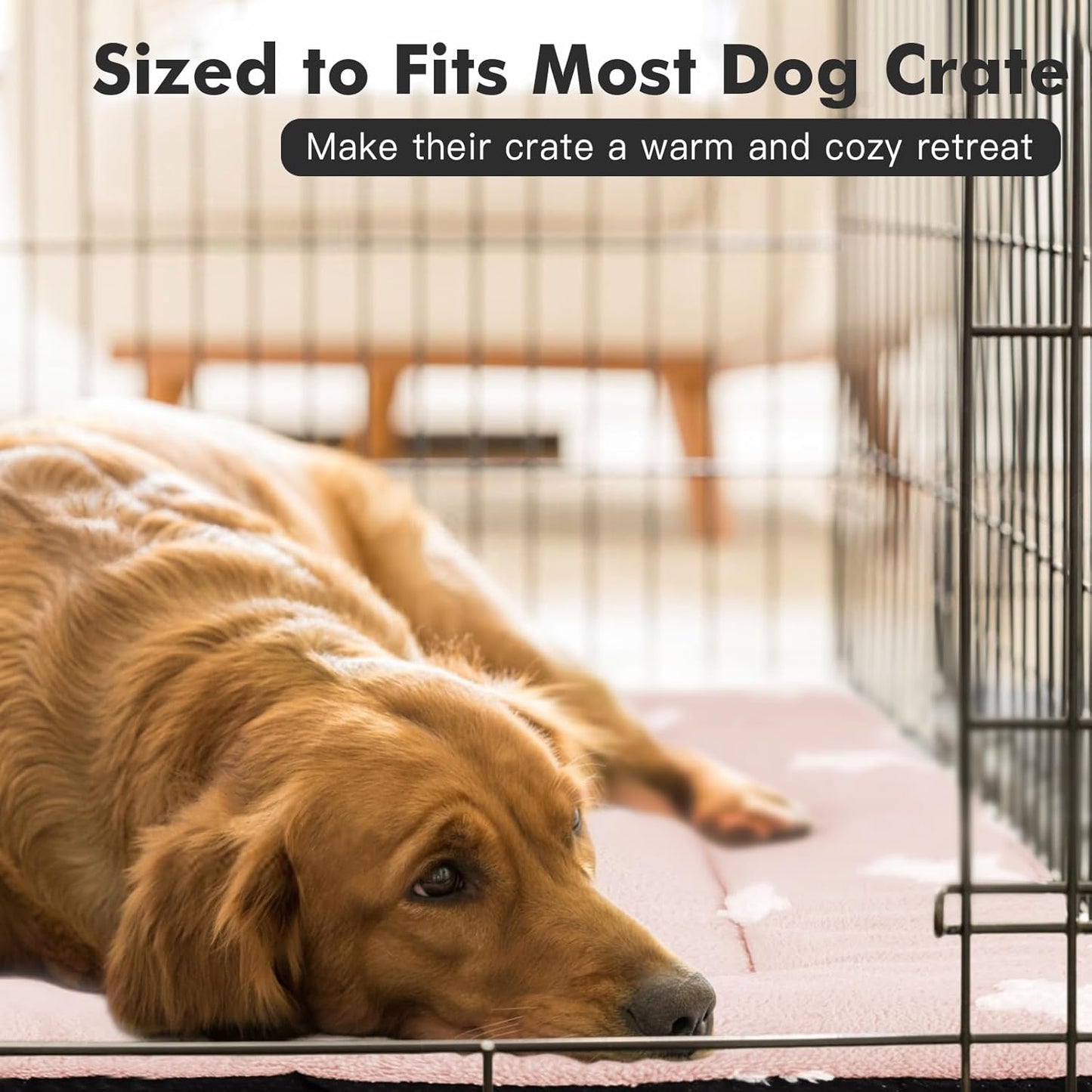 Mora Pets Dog Crate Pad Dog Kennel Bed Mat for Large Dogs Washable Cute Star Pet Bed for 36 inch Cage Ultra Soft Flat Puppy Cat Cushion for Cozy Sleeping Anti-Slip Pink 36 x 23