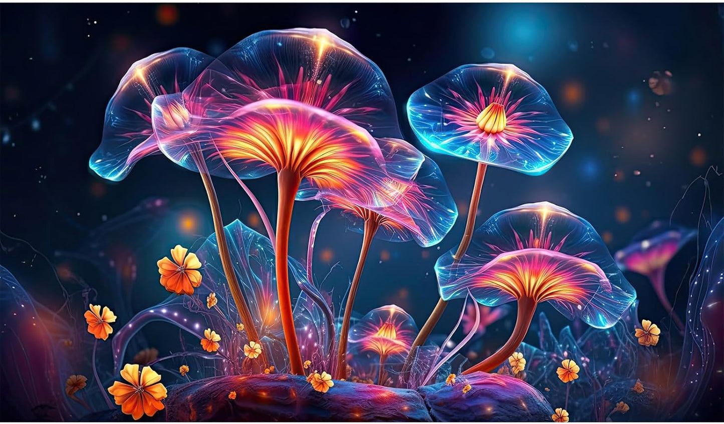 Flower Aquarium Background Modern Style Bluebell Blooming Flower Floral Design Terrarium Background Mysterious Elegant Glowing Fantasy Flower Fish Tank Backdrop Poster Decorations Vinyl 72x18in