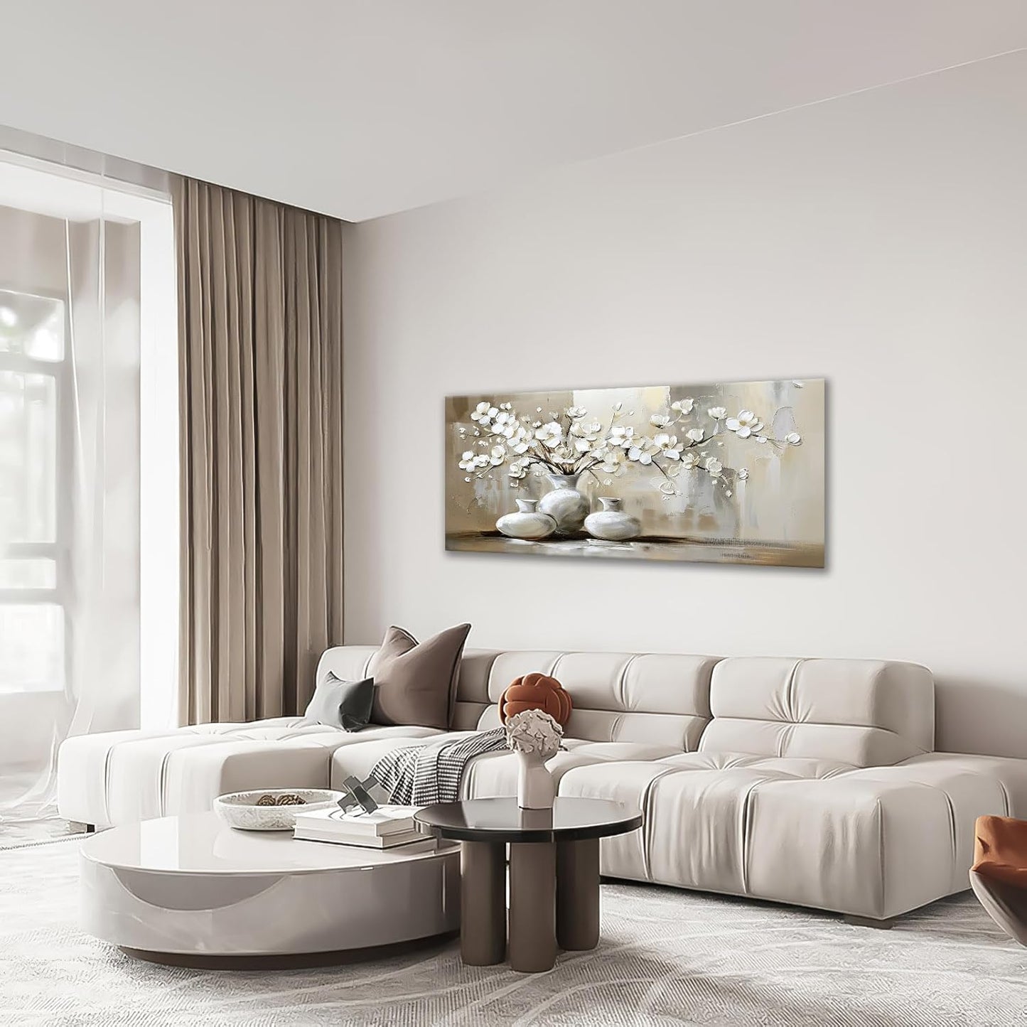 Large Farmhouse Wall Art Country Flower Canvas Living Room Floral Abstract Pictures Framed Prints Oversize Wall Decor Painting Artwork for Bedroom Dining Home 60"x30"