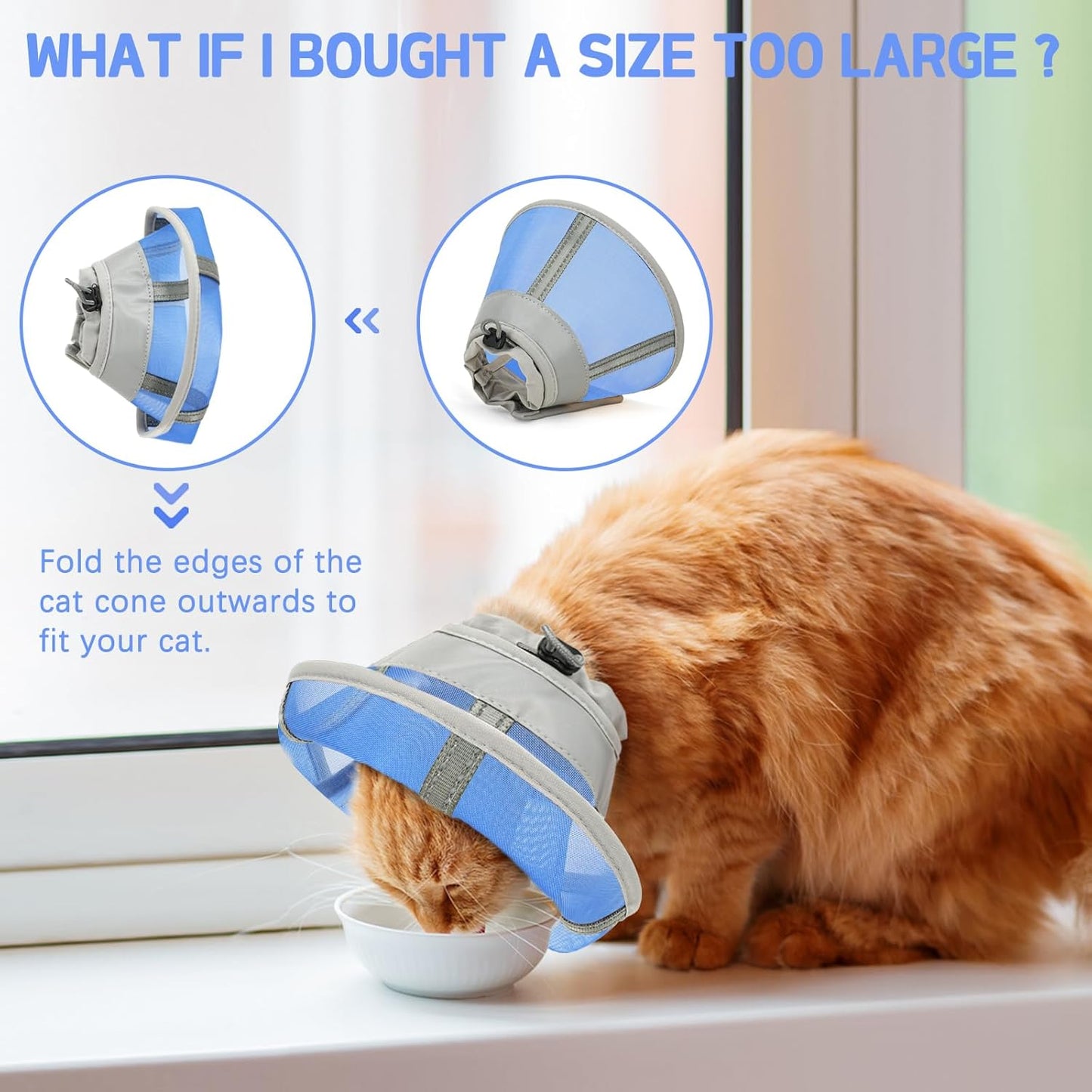 Cat Cone Collar Soft, Cat Recovery Collar for Large Medium Small Cats Kittens, Pet Cone Alternative After Surgery