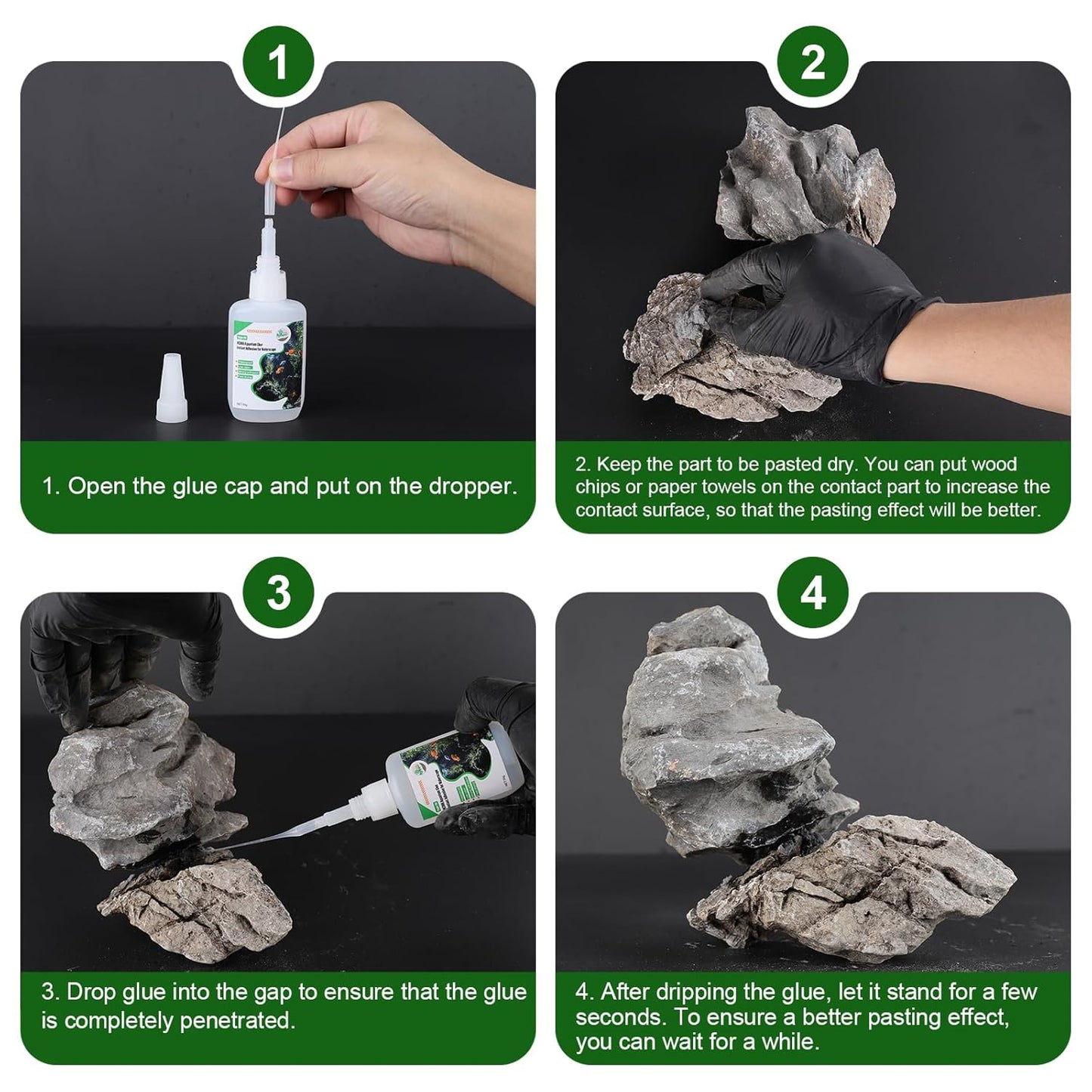 Special Aquarium Liquid Glue for Fish Tank Landscaping, Aquarium Safe Instant Glue for Driftwood, Rocks, Stones,Build Beautiful Waterscapes,Cannot Be Used for Aquatic Plants or Corals