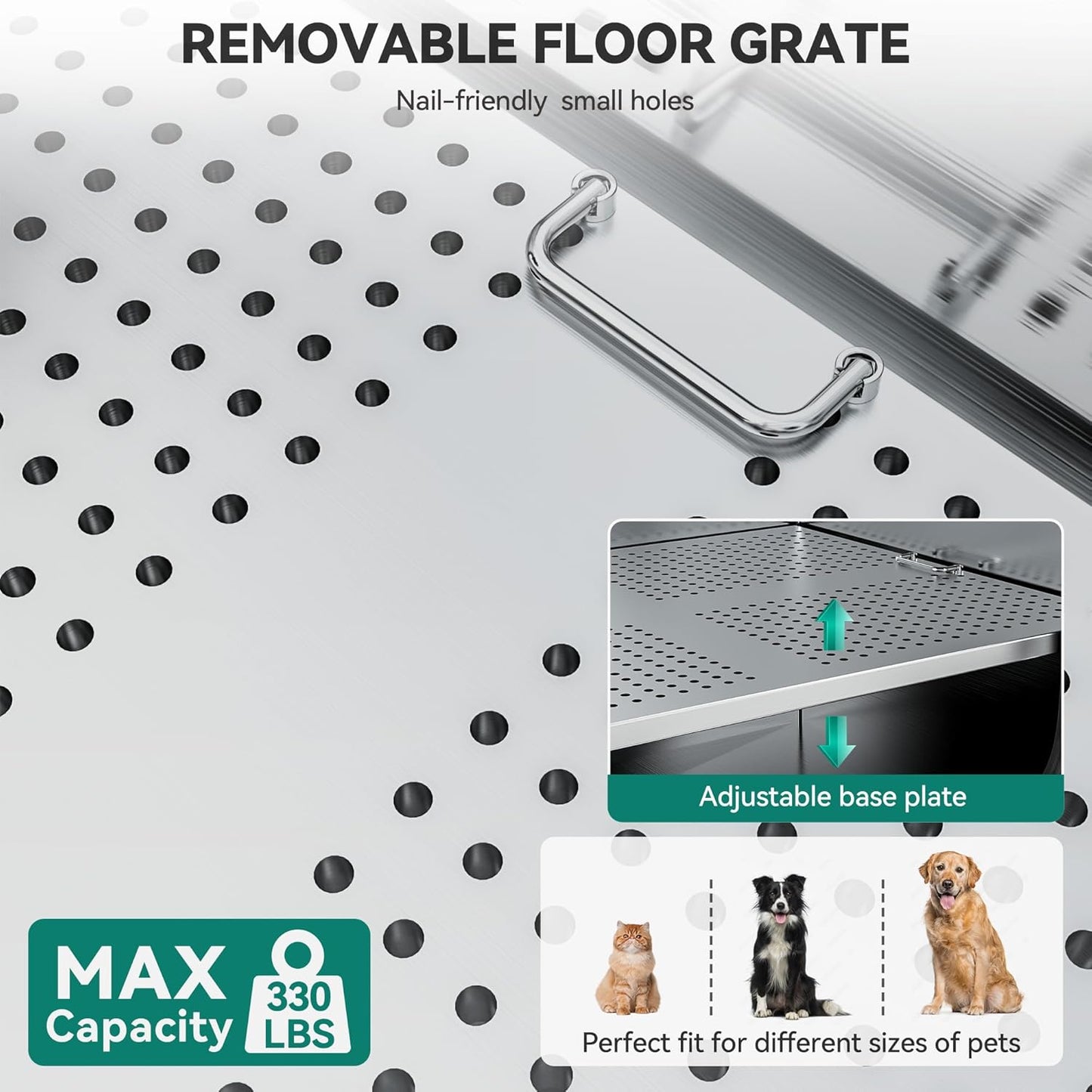 YITAHOME Dog Grooming Bathtub, Professional Stainless Steel 304 Dog Bathing Station w/Right Ramp, Faucet, Floor Grate, 50in Pet Washing Station for Large, Medium, Small Pets