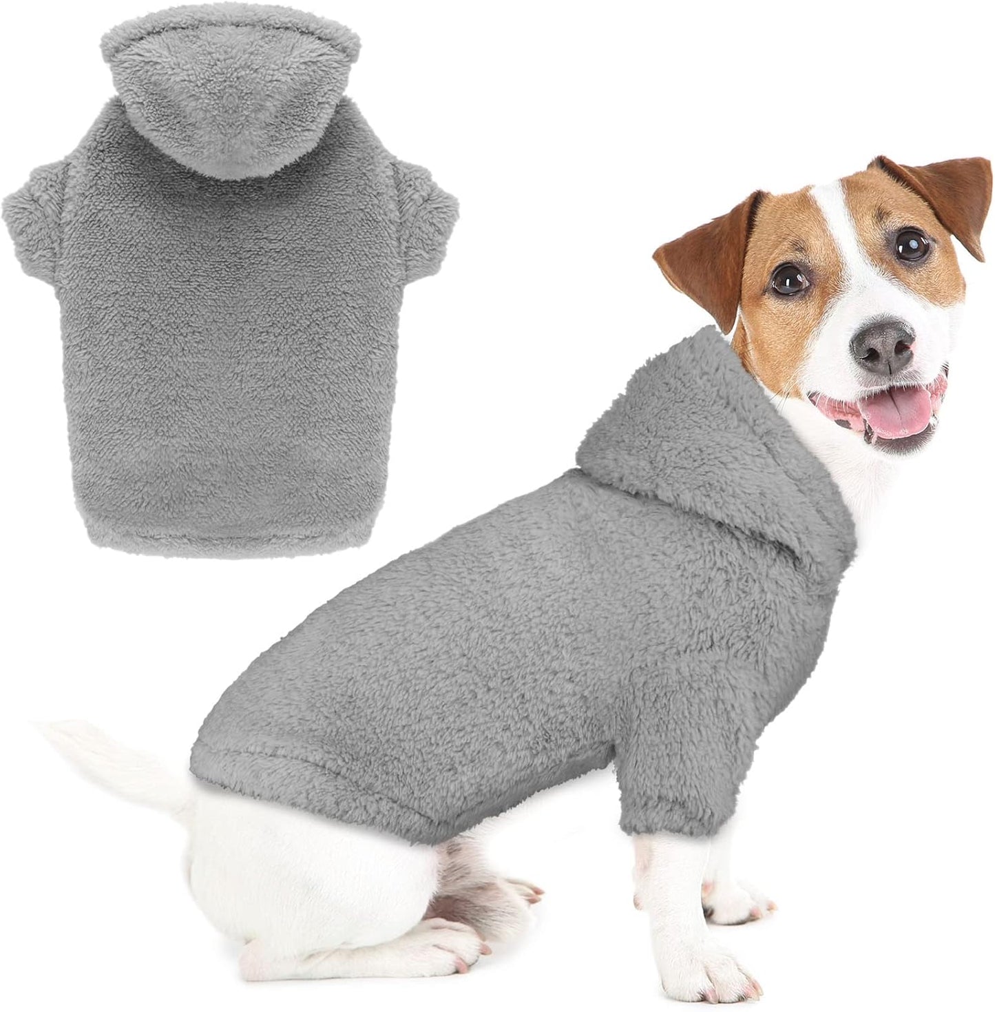 Fuzzy Dog Sweaters for Medium Dogs Dog Hoodie Sweater Clothes Warm Soft Cozy Pet Coats Hooded Sweatshirt Medium Pet Hoodie(Grey-M)
