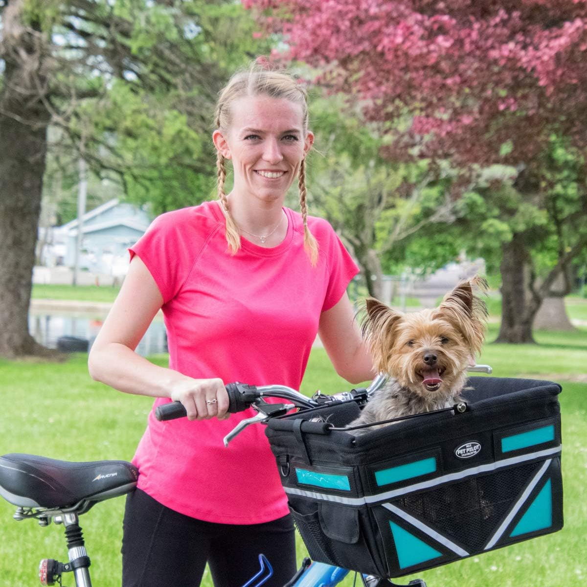 TRAVELIN K9 Pet-Pilot MAX Dog Bicycle Basket Carrier | 8 Color Options for Your Bike (Pink)