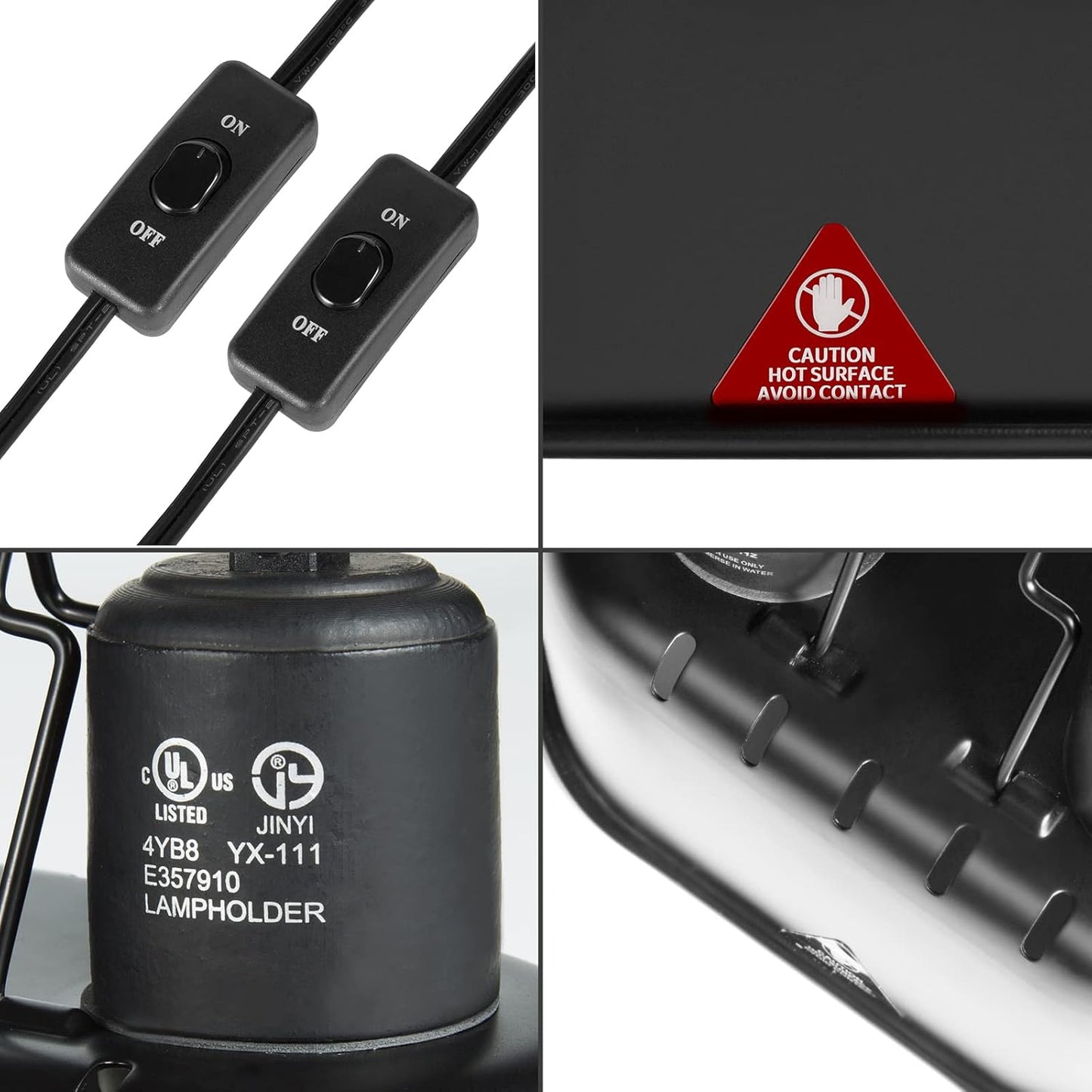 DXOPHIEX Nano Reptile Heat Lamp Max 40W Dual Reptile Light Fixture with Two Independent Switches, UVB Light Fixture Dual Dome Lamp for Bearded Dragon, Turtles, Snake and Lizard Terrarium