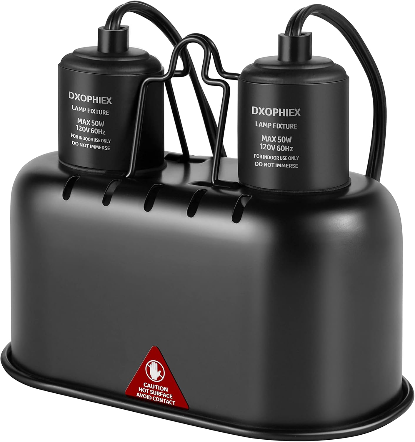 DXOPHIEX Nano Reptile Heat Lamp Max 40W Dual Reptile Light Fixture with Two Independent Switches, UVB Light Fixture Dual Dome Lamp for Bearded Dragon, Turtles, Snake and Lizard Terrarium