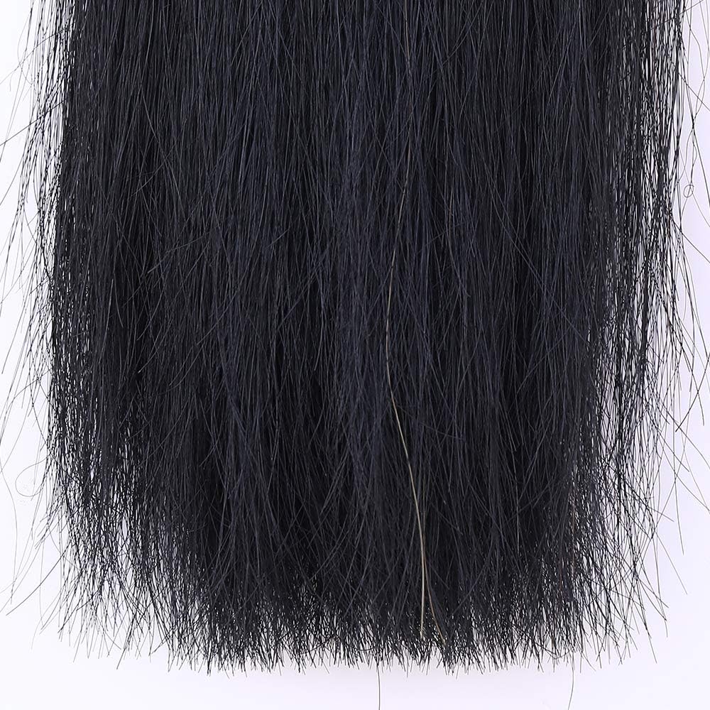 Horse Tail Extensions with Braided Horsehair Loop, Blunt Cut Bottom, 34-36 inches long and 1 lb Weight (Jet Black)