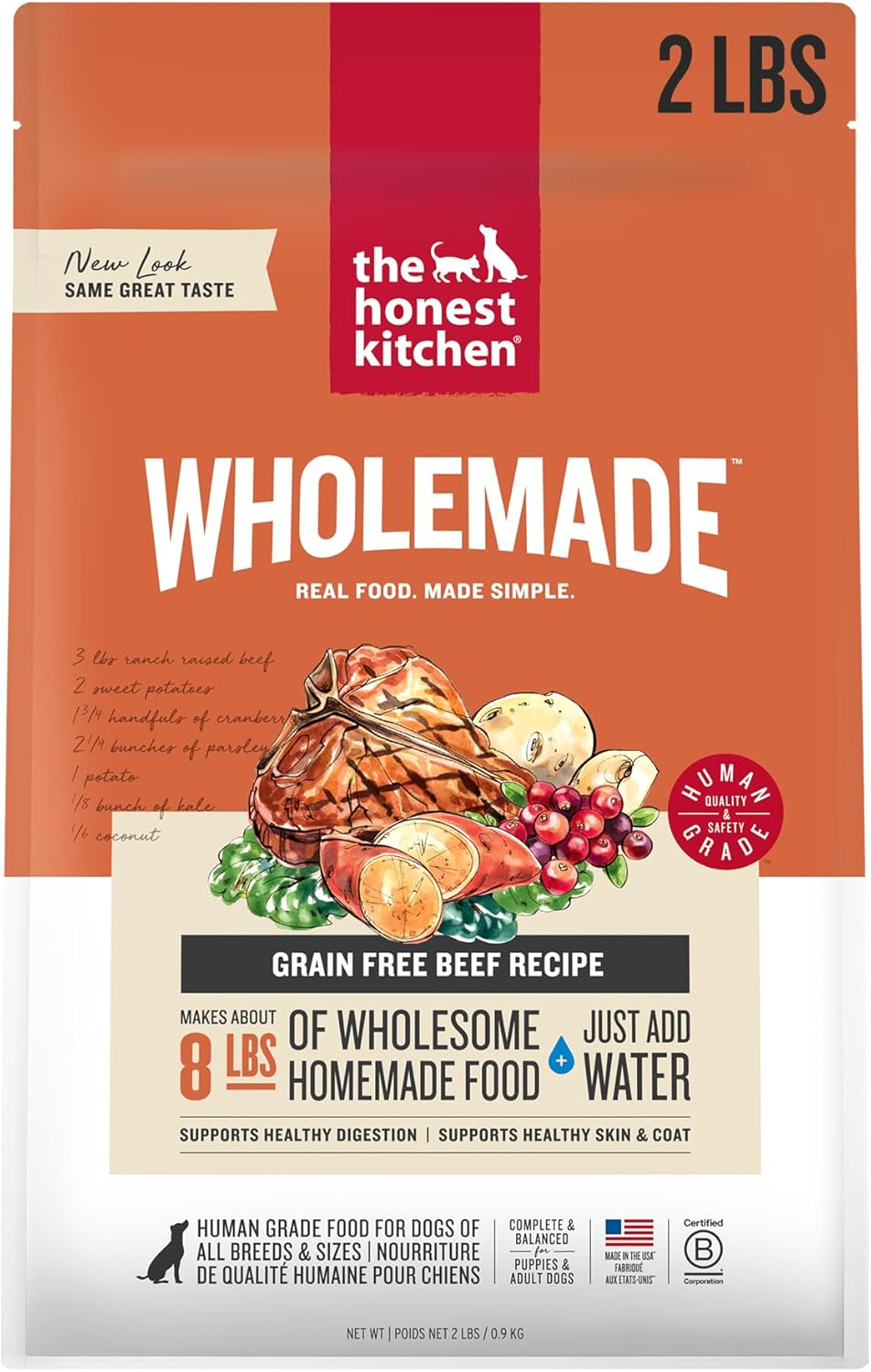 The Honest Kitchen Wholemade™ Grain Free Beef Dog Food, 2 lb Bag