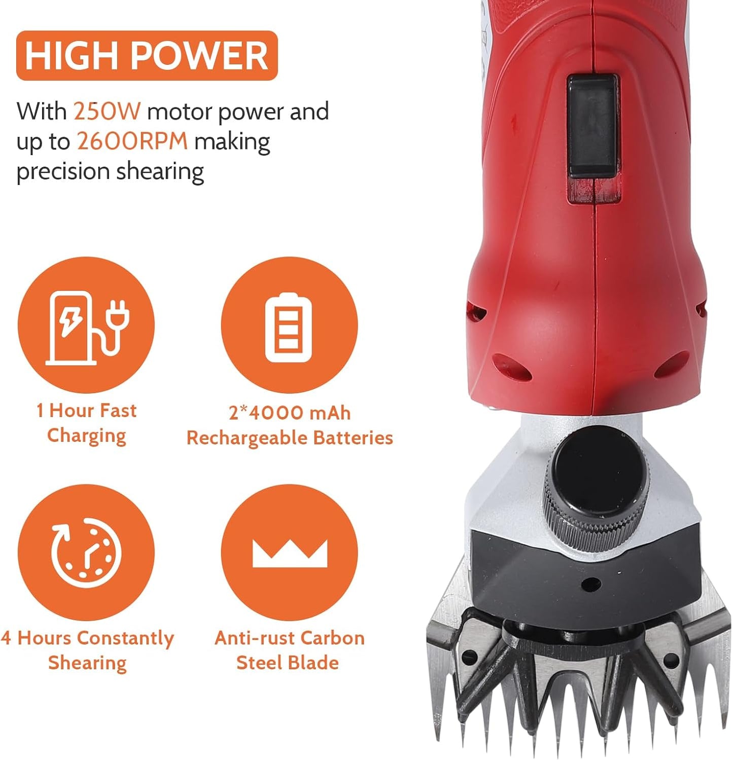 DUCKBOY Cordless Sheep Shears Clippers, Rechargeable Animal Pet Hair Clipper Groomer Shears 380W 18V for Animal, Goats, Cattle, Farm Livestock Pet, Hair Shaving