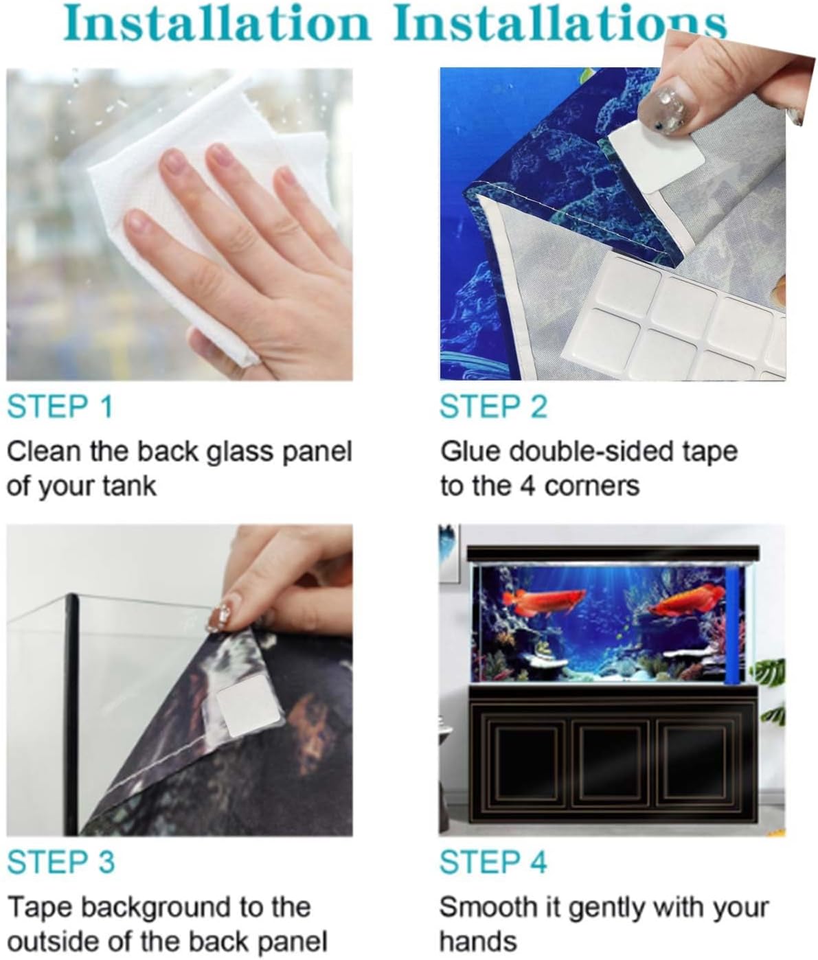 24X12IN Blacklight Octopus Sea Monster HD 3D Black Light Aquarium Background UV Reactive Background Terrarium Background with 10 EVA Double-Sided Tape