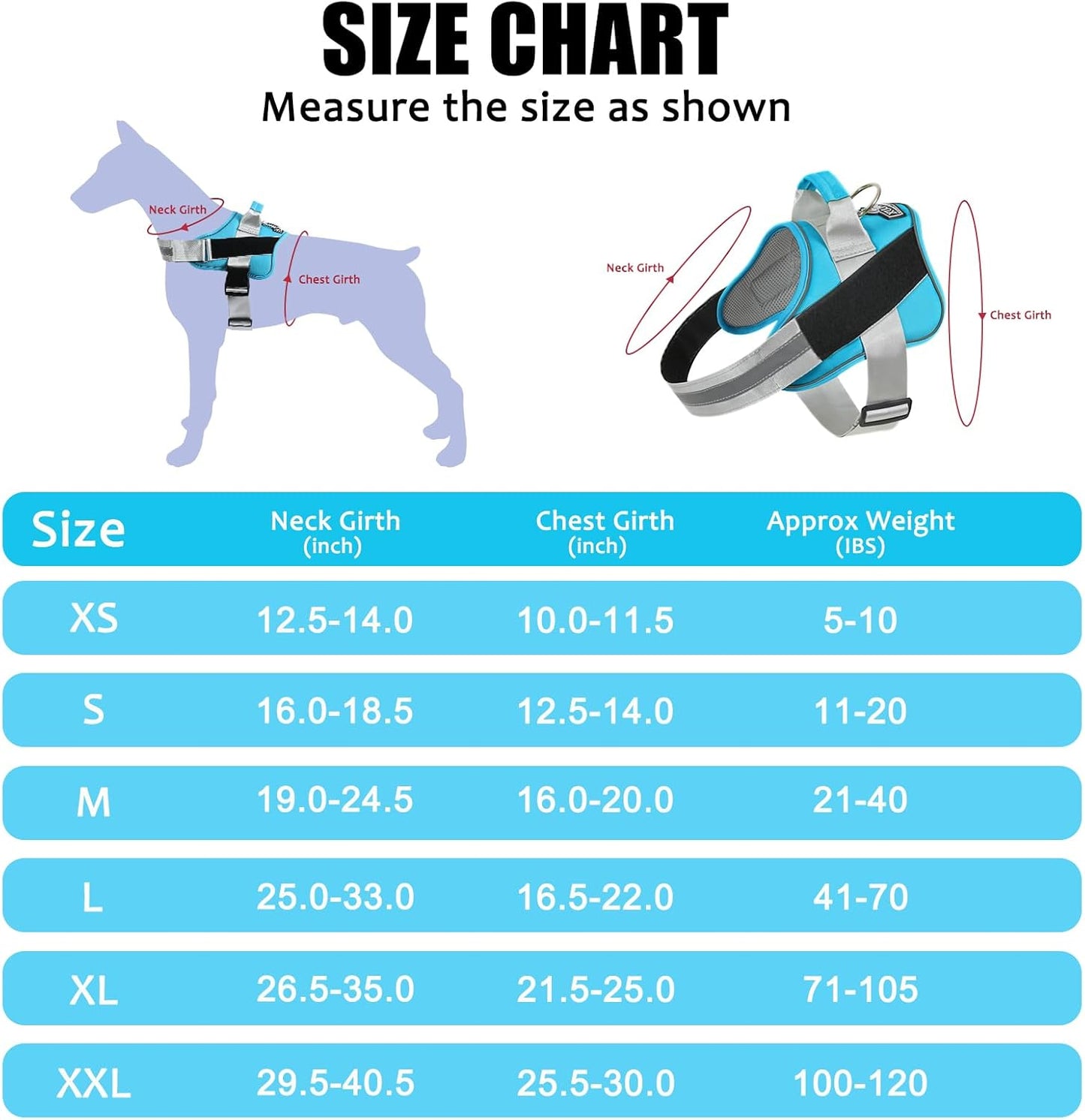 Bolux Dog Harness, No-Pull Reflective Dog Vest, Breathable Adjustable Pet Harness with Handle for Outdoor Walking - No More Pulling, Tugging or Choking (OceanicBlue, Medium (Pack of 1))