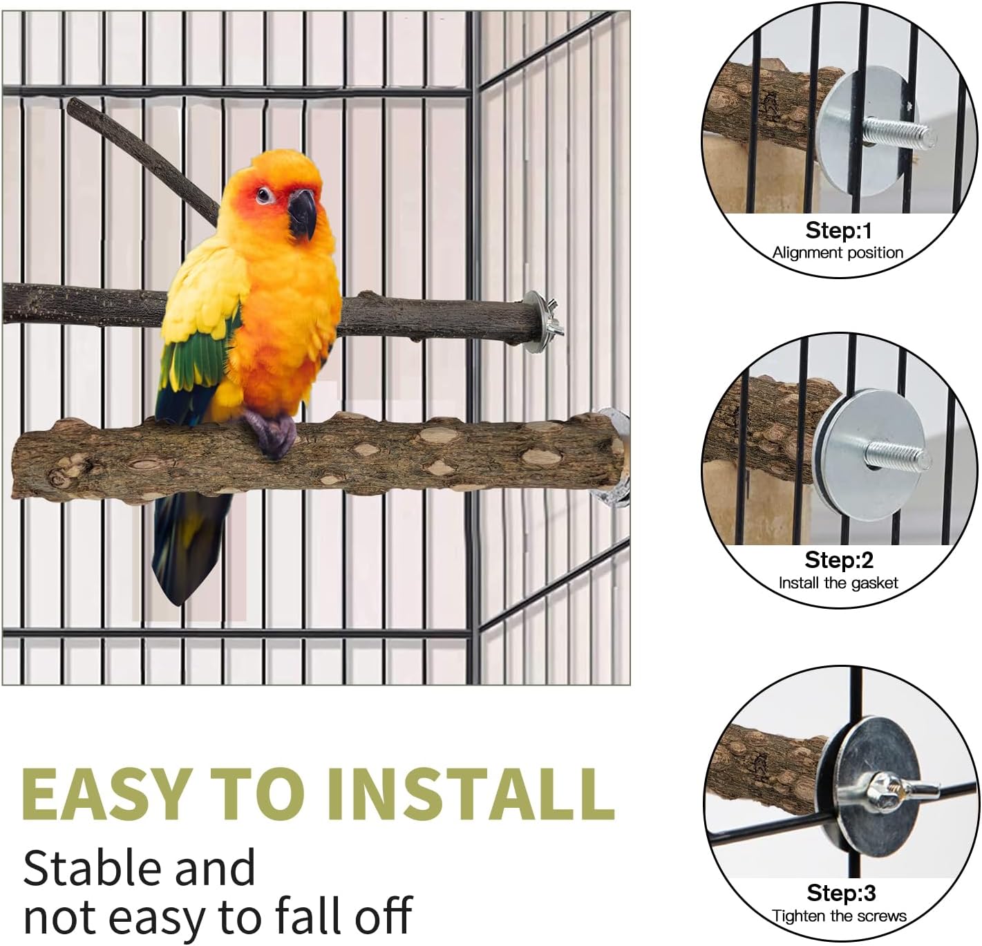 Bird Toys, Natural Parrot Toys for Small Macaws, Budgies, Lovebirds, Finches, Small and Medium Sized Birds Peppercorn Wood Apple Tree Perch Wood Set