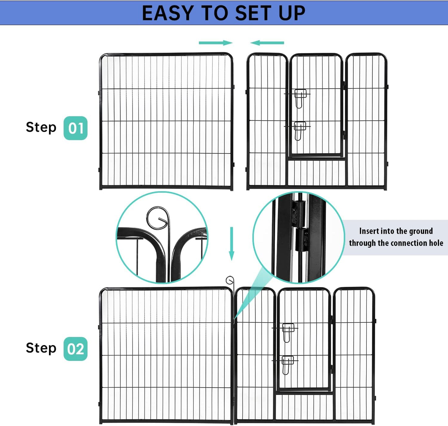 BestPet Dog Playpen Indoor 32 inch 24 Panels Metal Dog Pen Pet Dog Fence Outdoor Exercise Pen with Doors,Pet Puppy Playpen for RV Camping Yard, Black