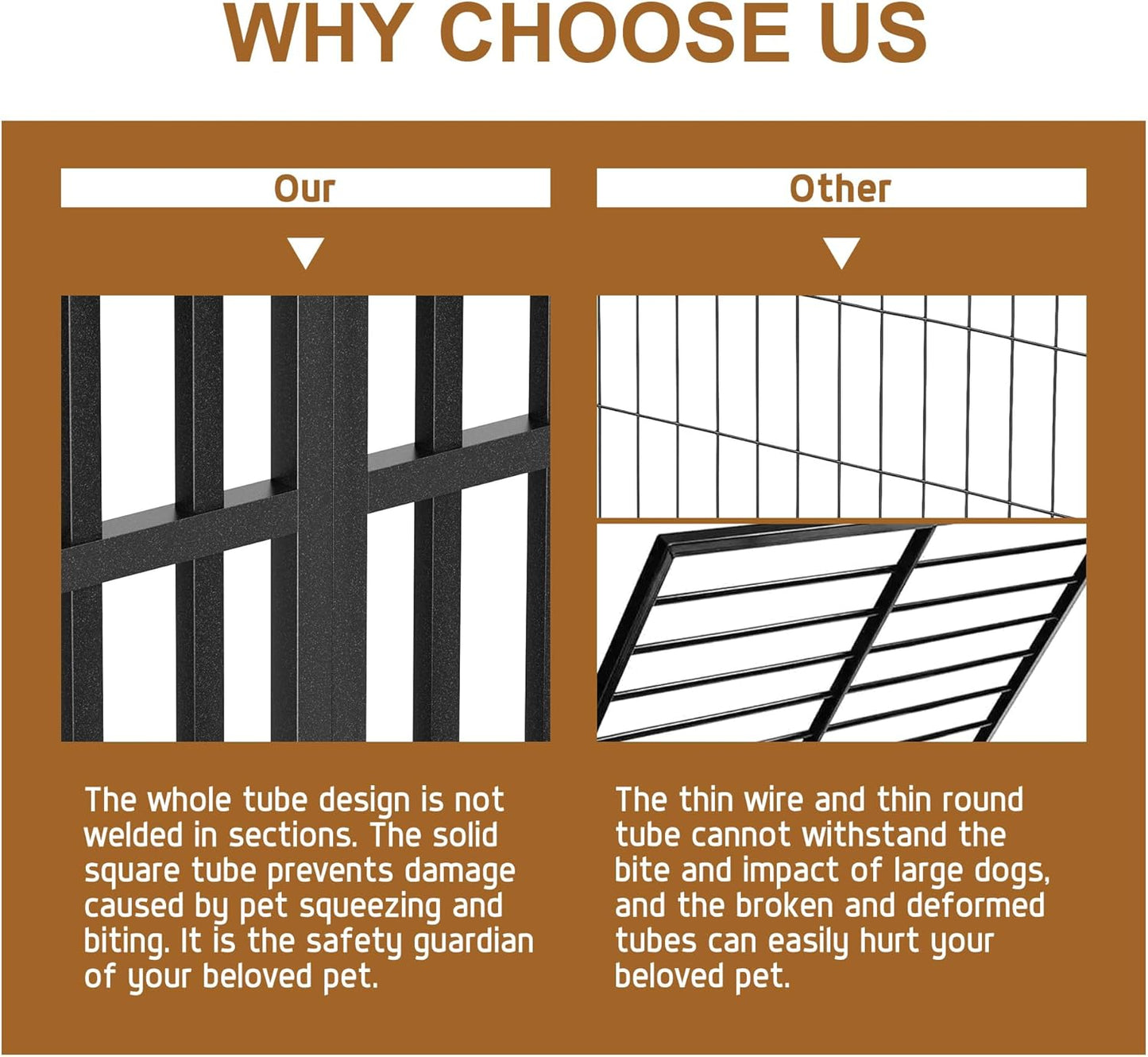 Polar Aurora Heavy Duty Dog Crate, Foldable Indestructible Dog Kennel, Escape Proof Extra Large Dog Cage with Lockable Wheels, High Anxiety Pet Playpen with Double Door for Indoor/Outdoor Use. (60in)