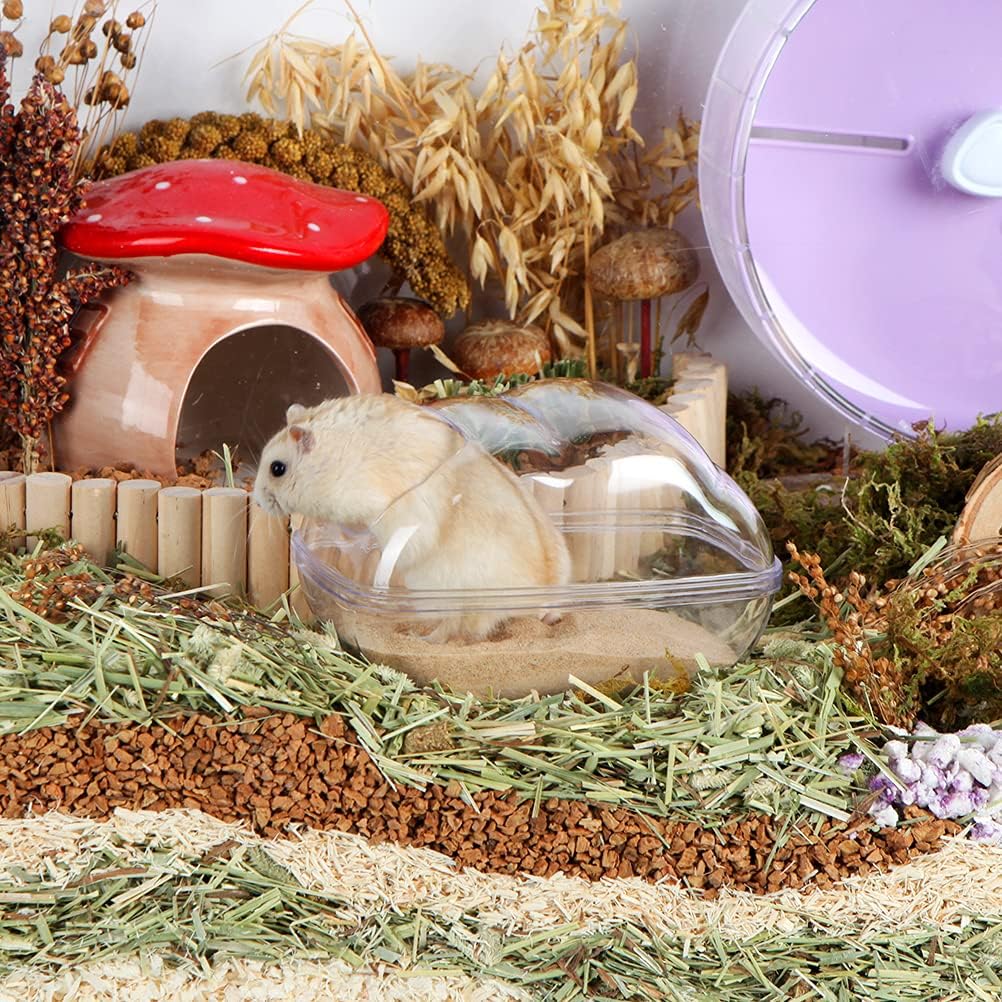 BUCATSTATE Hamster Sand Bath Container Large Hamster Toilet with Scoop Set Dust Bust Accessories for Small Animals (Transparent, Medium)