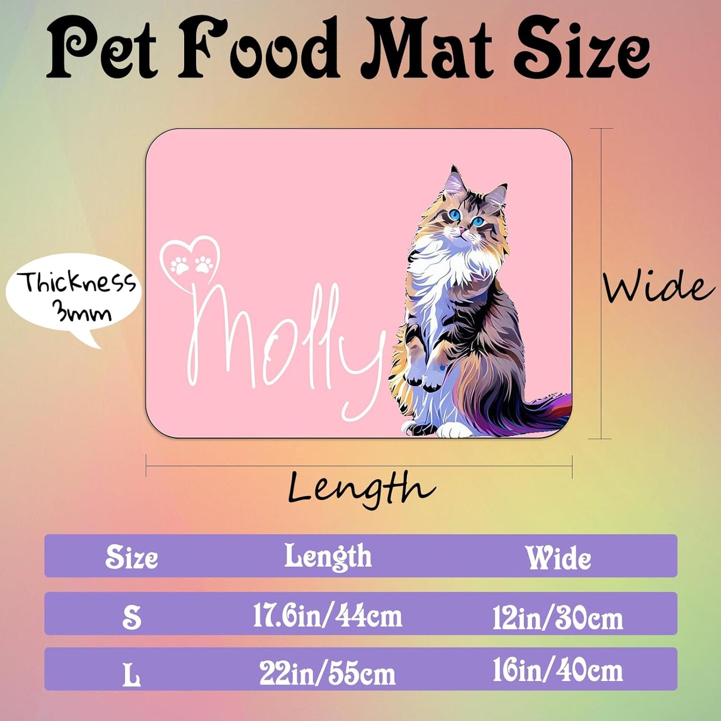 Personalized Dog Cat Feeding Mat Custom Pet Food Mat Waterproof Non-Slip Customized Puppy Name Photo Placemat Dish Rug Floor Protector Gifts for Pets Lover Pattern 5