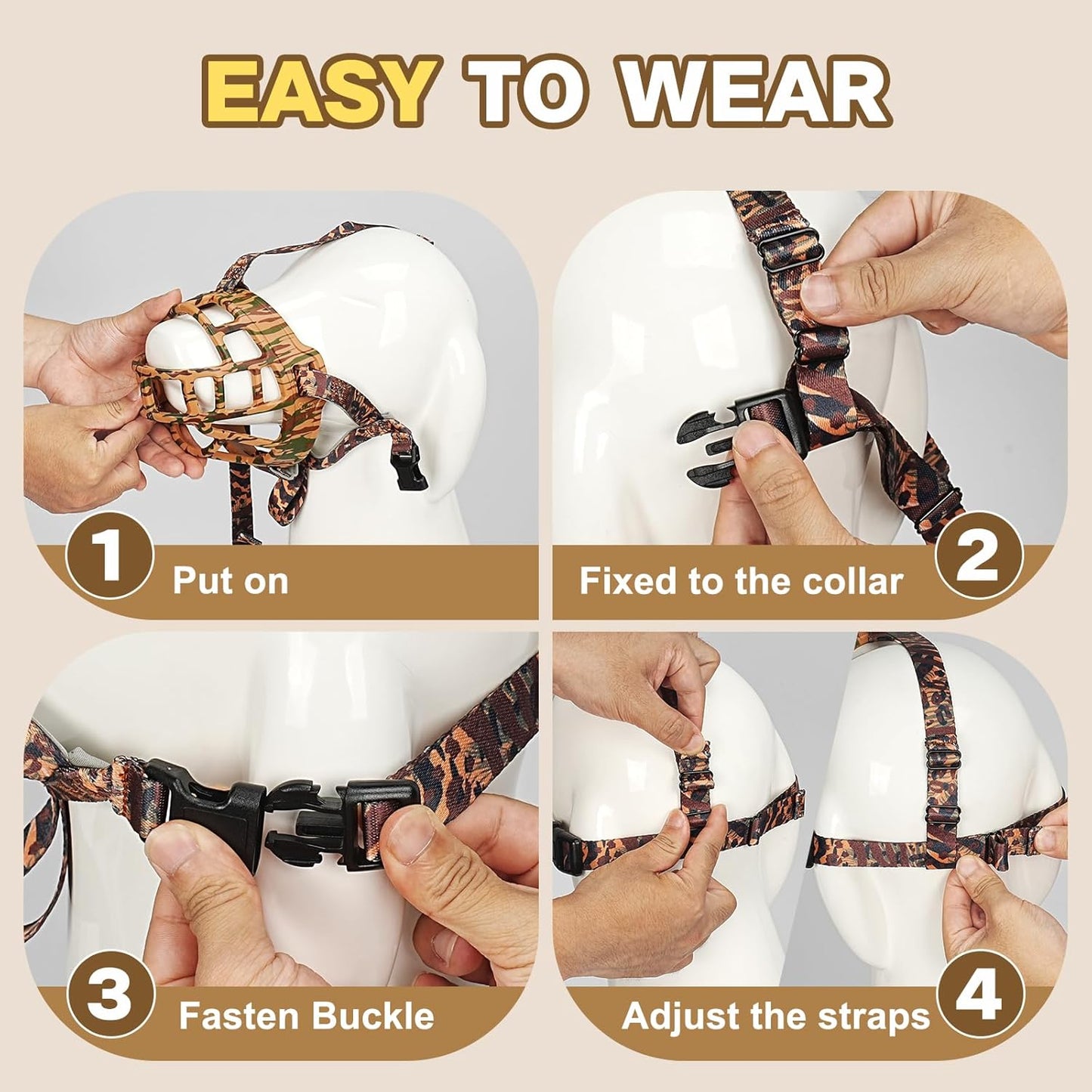 Basket Muzzle to Prevent Biting, Dog Muzzle for Large Medium Small Dogs Allows Panting Drinking Anti Chewing, Perfect for Grooming Trimming Training and Aggressive Reactive Dogs (Brown, Size 3)