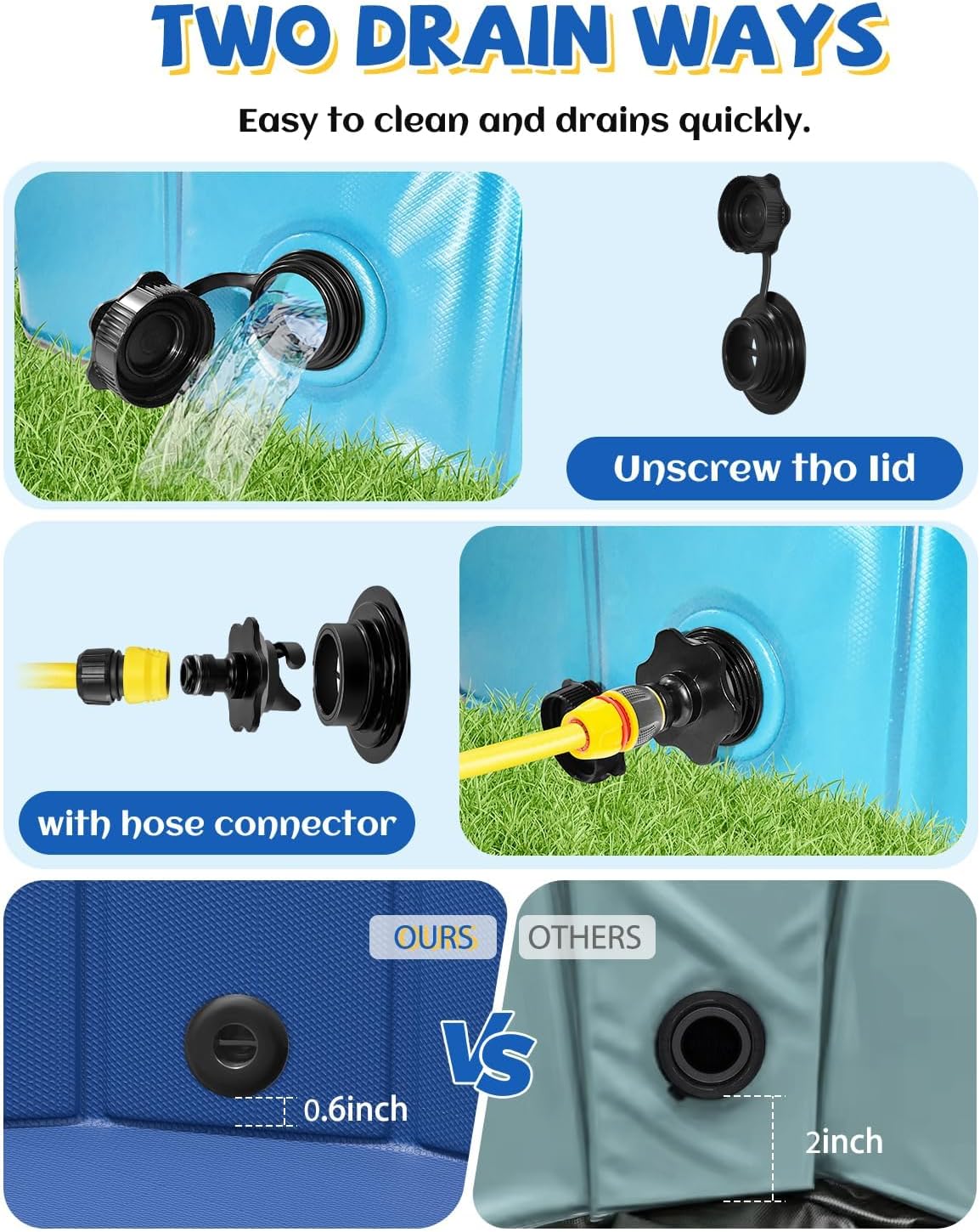 YSJILIDE Portable Dog Pool PVC Pet Swimming Bathtub Collapsible Hard Plastic Pool for Pets to Swim and Bath (L-87"x 12" Blue)