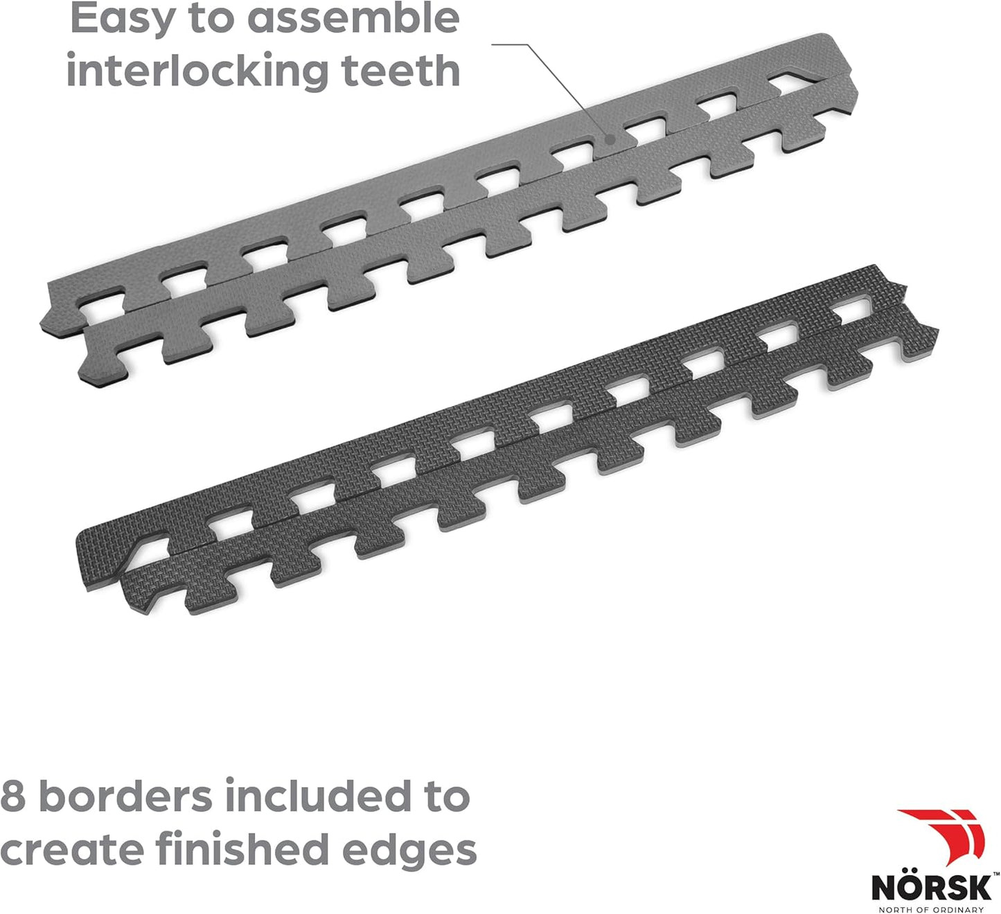 Norsk Multi-Purpose Reversible Floor Mats - EVA Interlocking Foam Tiles (Gray/Black 12 Tiles - 48 sq. Ft. 1/2" Thick)