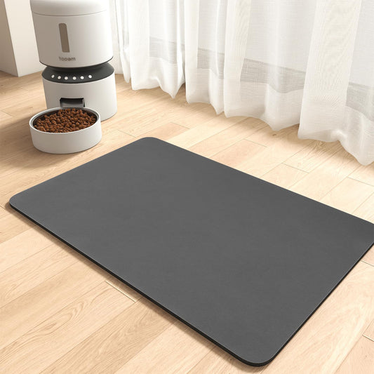 MontVoo-Absorbent Pet Feeding Mat-No Stains Pet Mat for Food and Water Bowl-Quick Dry Cat & Dog Food Mat Water Dispenser Mat-Pet Supplies Mat-Dog Water Bowl Mat for Messy Drinker Dark Grey