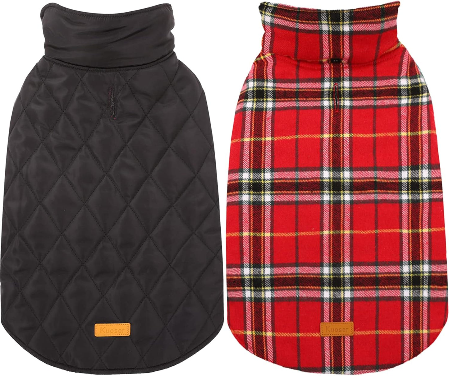 Kuoser Warm Dog Coat, Waterproof Dog Coats for X-Small Dogs, Adjustable Durable Doggie Winter Jacket Reversible Cozy Puppy Cold Weather Apparel from Small to Large Breed, Bright Red XS